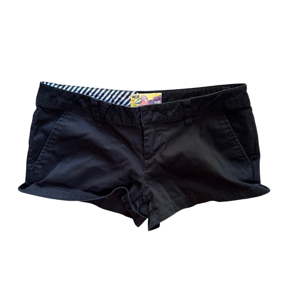 Y2K Volcom Womens Black Chino Shorts Low Rise Size 3 Grunge 2000s Skate Surf
